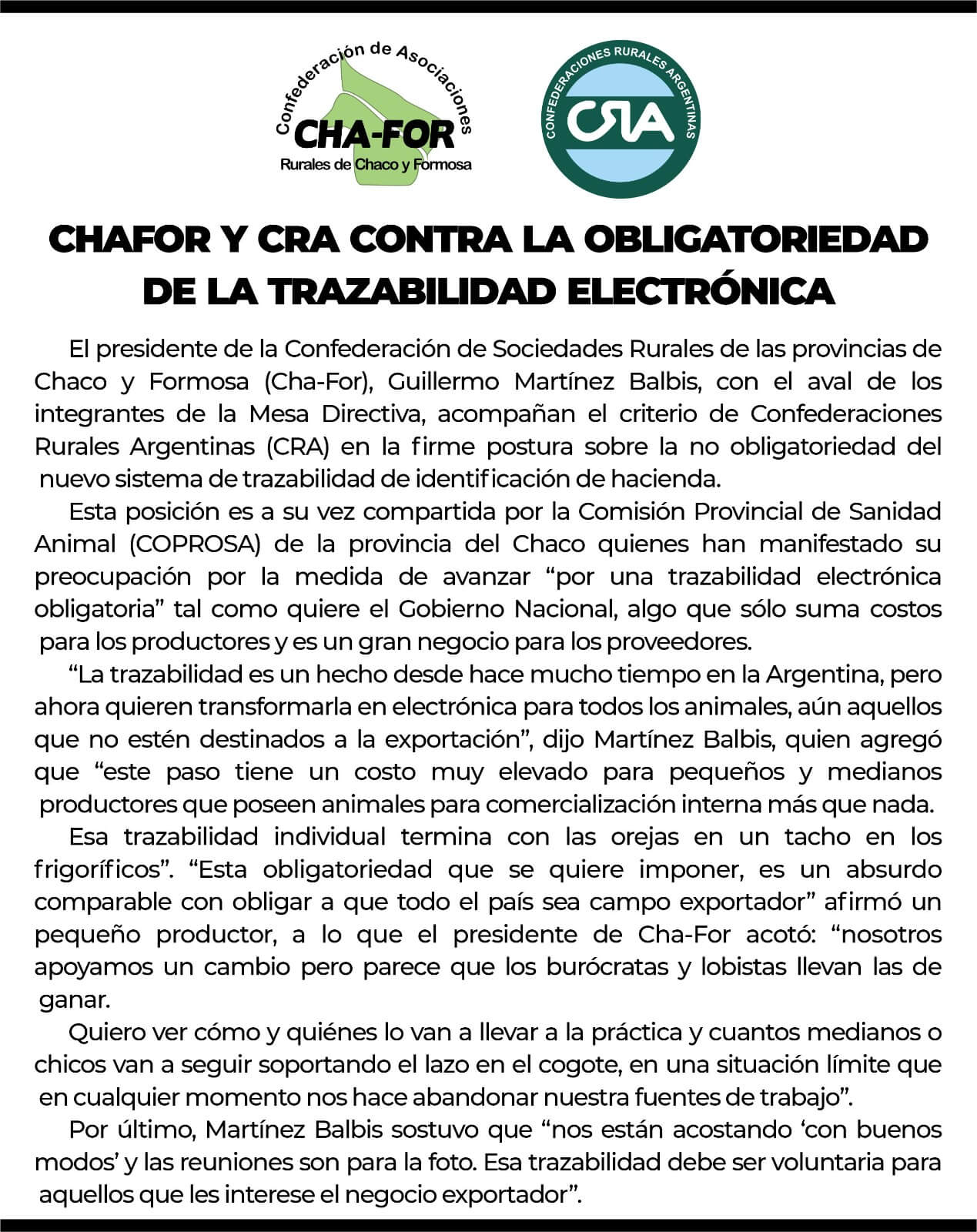 chafor trazabilidad